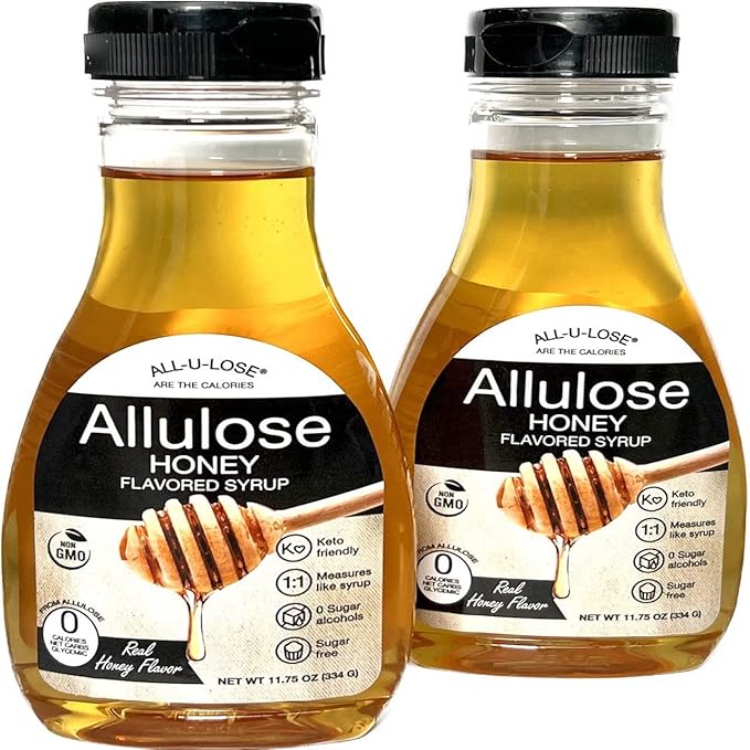 BetterTaste Honey Natural Flavored Allulose Syrup 11.75-Ounce (Pack of 2) Zero Calorie Sugar Substitute Non-GMO Non-Erythritol Gluten Free &amp Vegan Liquid Sweetener