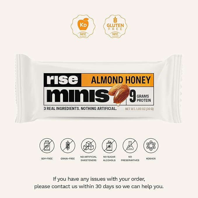Rise Bar Rise Minis Mini Protein Bars Almond Honey 24 Snack-Size Protein Bars 1.05 oz (30 g) Each