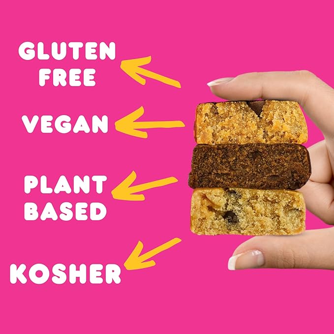 Whoa Dough Best Sellers Edible Cookie Dough Bars- Certified Non-GMO Kosher and Gluten Free Bars - Healthy Snack Foods - Plant Based Snacks - Real Ingredients - Variety Pack (6 Bars)
