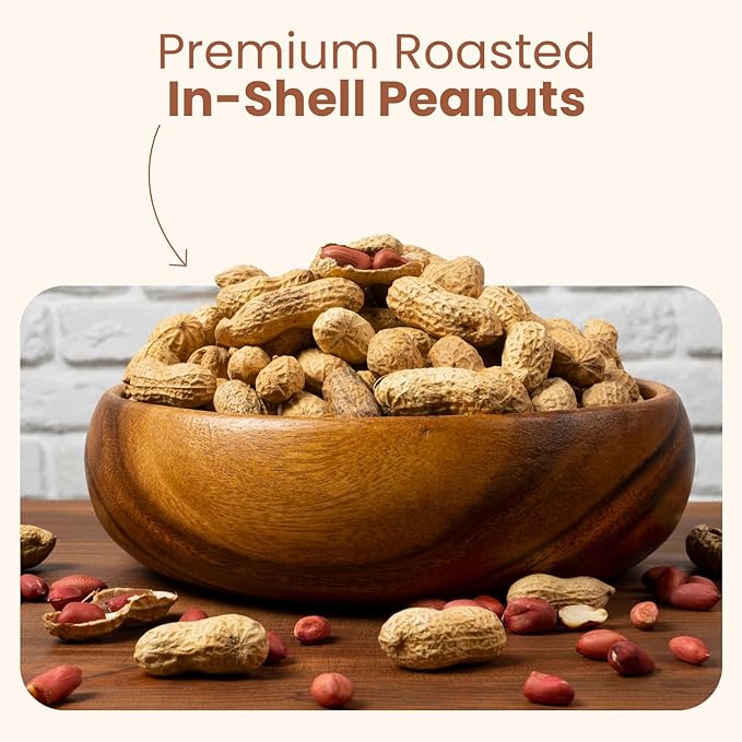 Wellsley Farms Unsalted Roasted In-Shell Peanuts USA Grown Whole with Shell Non-GMO Low Sodium Cholesterol-Free Shell-Cracking Snack for Game Day BBQ &amp Travel 5 lb Bag