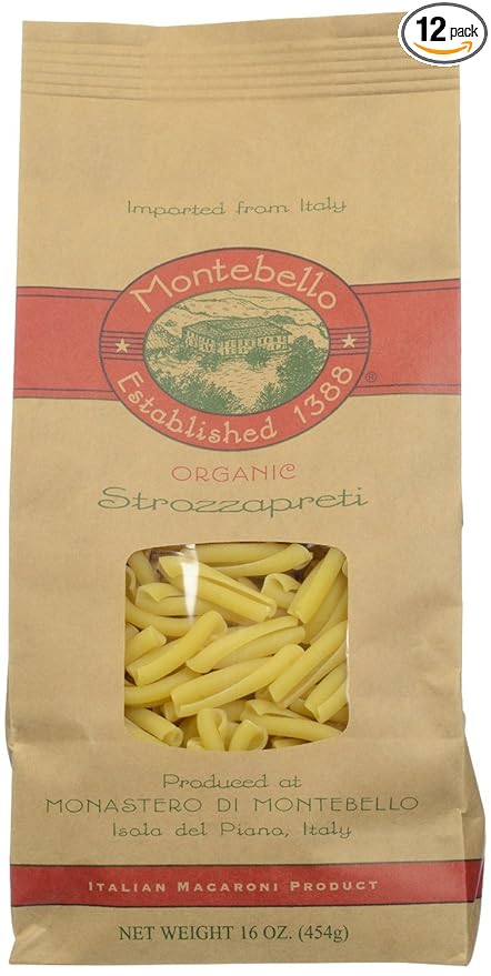Montebello Organic Strozzapreti Artisan Pasta Non GMO 16 Ounces (Pack Of 12)