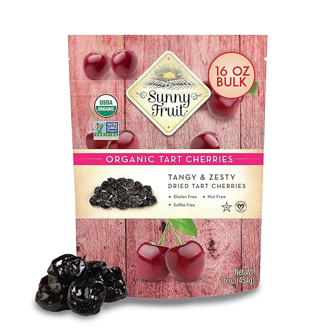 Sunny Fruit Soft Organic Dried Tart Cherries 16 Ounce Bulk Bag | No Preservatives | Healthy Sweet Snack | ORGANIC NON-GMO VEGAN HALAL KOSHER