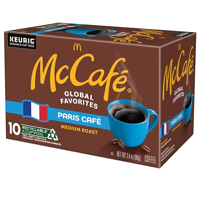 McCafe Paris Café Single Serve Coffee Keurig K-Cup Pods Medium Roast Coffee 60 Count (6 Packs of 10)