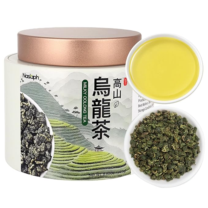 NASLAPH Alishan Oolong Tea Taiwan High Mountain Oolong Tea with Distinctive Aroma Formosa Chinese Gaoshan Ulong Tea Traditional Craftsmanship 阿里山茶 台湾高山茶 中国茶 茶 乌龙茶 8.82 Oz