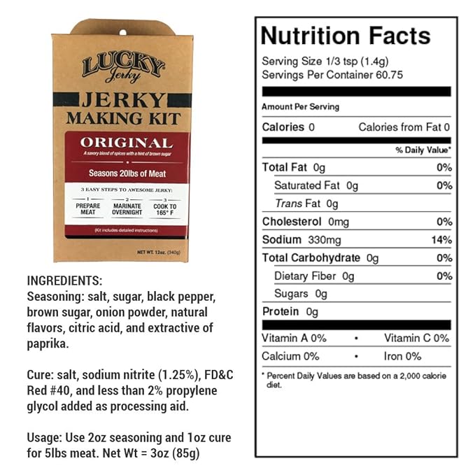 Lucky Jerky DIY Jerky Seasoning and Cure Kit 4 Pack - Original Red Pepper Teriyaki Peppered- Season 80lbs of Meat