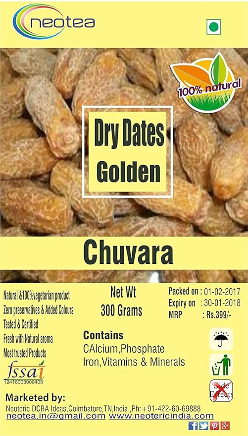Neotea Golden Dry Dates or Chuvara (500g)