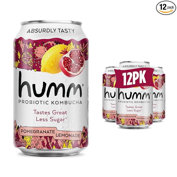 Humm Kombucha Pomegranate Lemonade Organic Vegan &amp GMO Free (12 Pack)