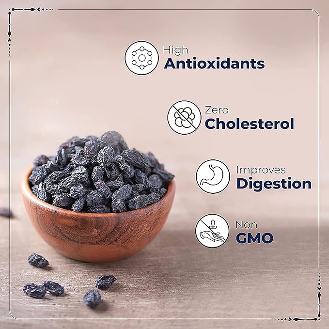 Premium Afghani Black Raisins With Seeds Kali Kishmish | Munakka Dry Fruits | Delicious &amp Healthy Snack | High in Antioxidants Naturally Sweet &amp tasty -200 gm