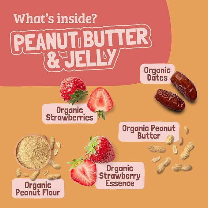 Skout Organic Plant-Based Protein Bars Peanut Butter &amp Jelly (12 Pack) - 10g Protein - Vegan Protein Bars - Only 5 Ingredients - Easy Snack - Gluten Dairy &amp Soy Free