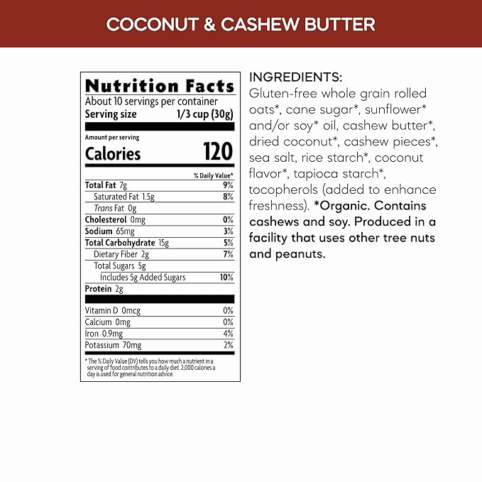Nature's Path Organic Coconut &amp Cashew Butter Granola 11 oz (Pack of 8) Gluten Free Non-GMO