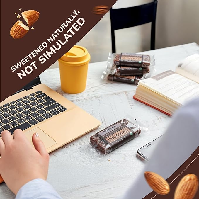 Rawmantic Vegan Protein Bar Dark Chocolate (Pack of 12) – Blend of Dairy Free Dark Chocolate Pea Protein Almonds Pecans Cacao Nibs &amp More - Dairy-Free Gluten-Free Plant-Based &amp Guilt-Fre
