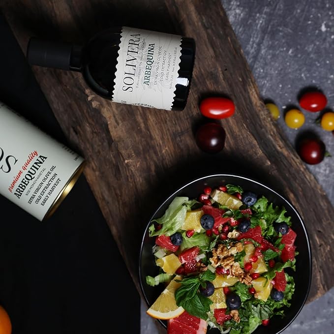 Solivera Arbequina Extra Virgin Olive Oil Ideal for Salads Vegetables &amp Bread Mild &amp Smooth for Everyday Use Low Acidity (Max 0.2%) High Polyphenol Cold Pressed%100 Arbequina