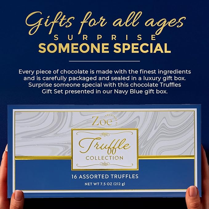 CRAVINGS BY ZOE Gourmet Chocolate Truffle Gift Box for Easter | 16 Count | Assorted Gourmet Milk &amp Dark Chocolate Candy Food Gift Basket Anniversary Birthday Get Well Holiday Thank You Men Wom
