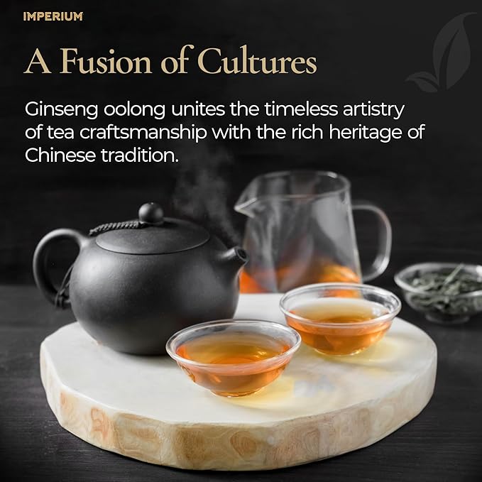 Imperium Ginseng Oolong Loose Leaf Tea (4oz) Hand-Picked Premium Oolong Brews 100 Cups Naturally Energizing Beverage Bold Earthy Flavor Delicate Floral Aroma Refreshing and Focused Experience