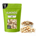 Oh! Nuts Raw Natural Sliced Almonds - 100% Natural - Sliced Almonds - 1.5 lb - Almonds Raw - Packed in New York Zip-Seal Bag for Exceptional Freshness