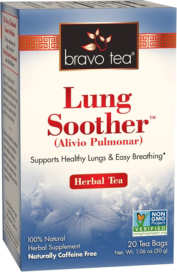 Bravo Tea Lung Soother Herbal Tea Caffeine Free 20 Tea Bags 6 Count