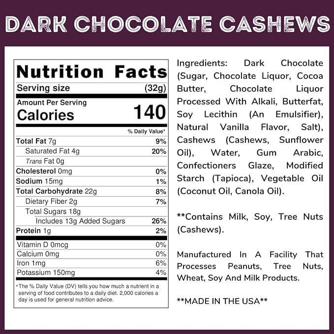 WinCrest Dark Chocolate Cashews (3 Lb Tub)