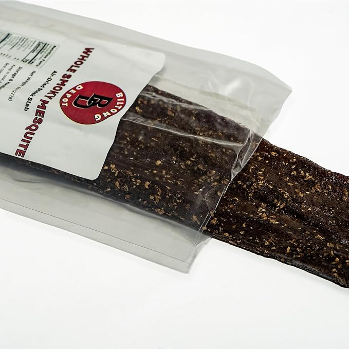 Biltong Depot Smoky Mesquite Beef Biltong Slab – 8oz | Air-Dried Beef Jerky Snack | High Protein | Zero Sugar | Keto &amp Paleo Friendly | Gluten Free | No Artificial Preservatives | No MSG