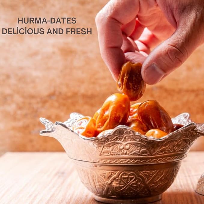 Baghdad Dates 500g - Premium Turkish Dried Hurma-Dates Sweet and Soft No Added Sugar Perfect for Snacks Ramadan Iftar and Sahur Desserts- Pack of 5