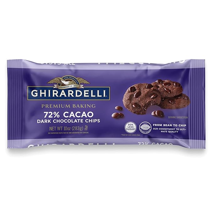 GHIRARDELLI 72% Cacao Dark Chocolate Premium Baking Chips 10 oz Bag Rich Bittersweet Chocolate Chips Made with Real Vanilla Extract