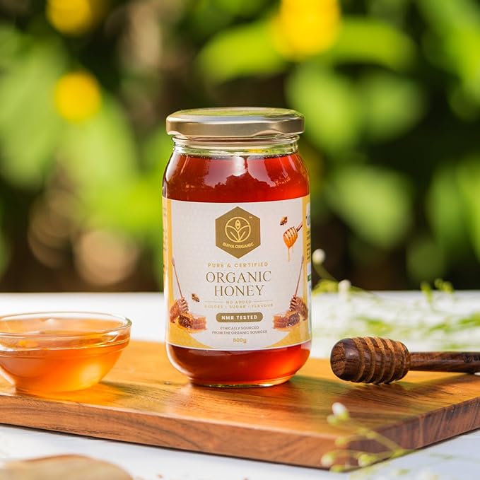 Shiva Organic's NPOP Organic Certified Honey - NMR Tested Natural Honey No Added Sugar Flavorful - 17.63 ounces (500g)