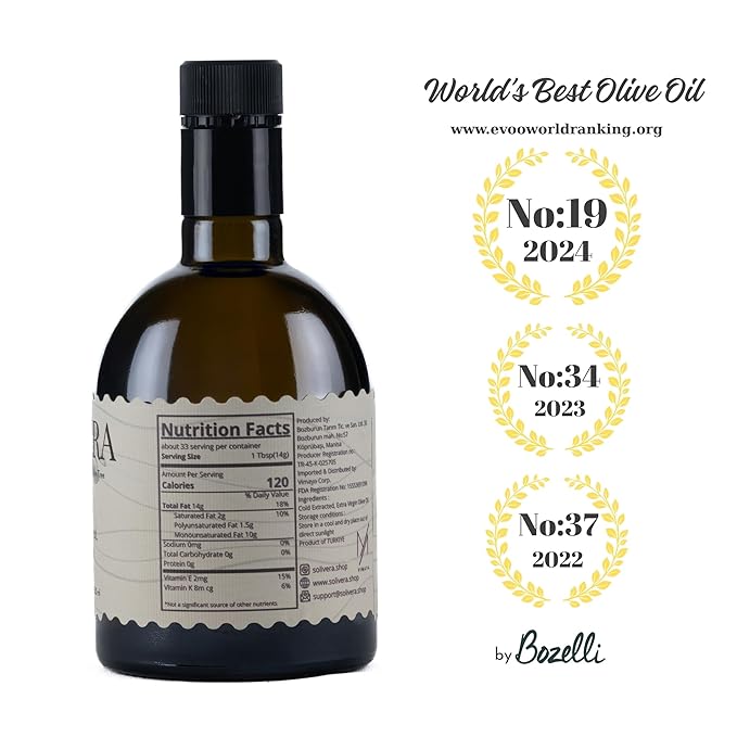 Solivera Picual Extra Virgin Olive Oil Cold Pressed – Bold &amp Peppery Flavor 500+ High Polyphenols and First Harvest Single-Origin Hand Picked Organic Olive Oil - 16.8 fl. oz. (Picual)
