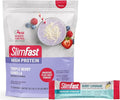 SlimFast High Protein Fruit Powder Triple Berry Vanilla Protein Powder Meal Replacement 21 Servings + SlimFast Hydration Packets Electrolytes Interrmittent Fasting Apple Cider Vinegar 12 Count