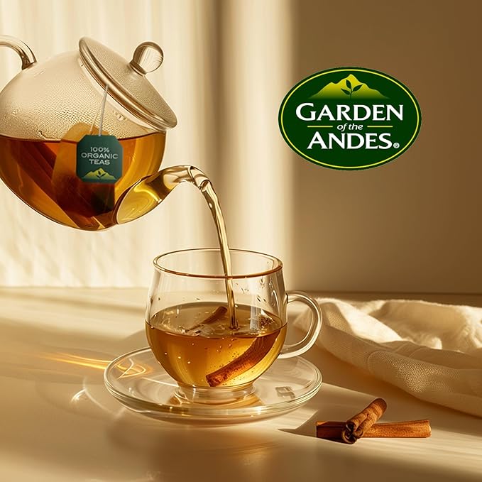 Garden of the Andes - Organic Ceylon Black Tea - 20 Tea Bags per Box Pack of 6 (120 Tea Bags) - Estate-Grown Single-Origin - Robust Aromatic Flavor Traceable Farm-to-Cup