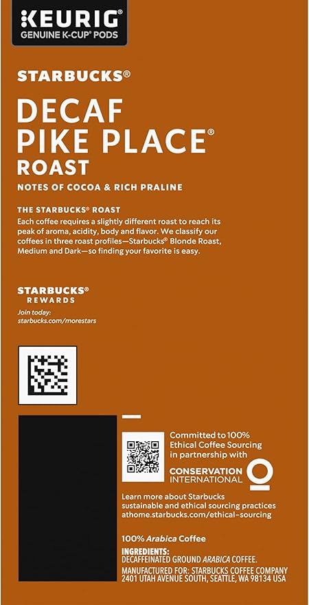 Starbucks Pike Place Decaf Coffee Keurig (100684)
