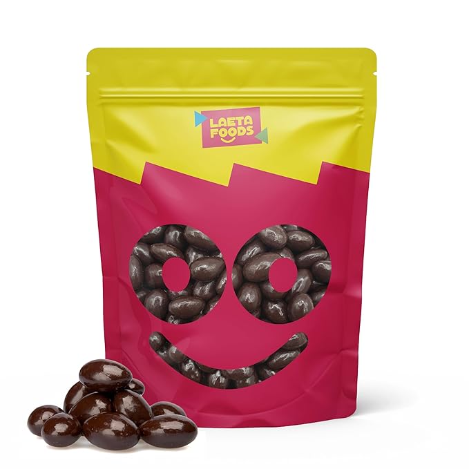 Dark Chocolate Covered Almonds | 2 Lb Bulk Bag | Roasted Chocolate Covered Nuts | Crunchy Office Candy Snack | Gourmet Party Favor &amp Gift Basket Filler