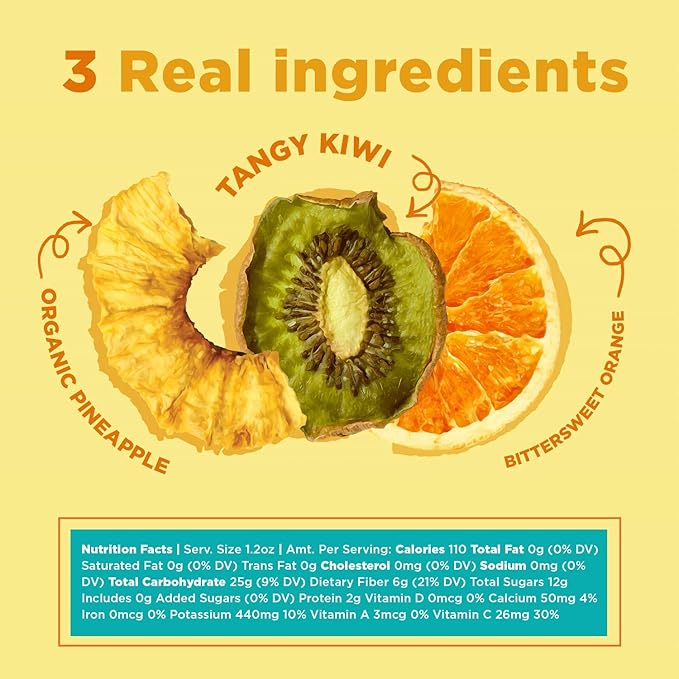 RIND Snacks | Tropical Blend | Bittersweet Orange Organic Pineapple &amp Tangy Kiwi | Dried Fruit Superfood | Chewy Snack | Fiber Rich | Vitamins A C &amp E | Paleo | Vegan | Fruit Snacks | 3 oz