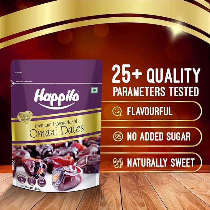 Happilo Premium International Omani Dates 680G Value Pack Khajoor Or Khajur Dry Fruit Healthy &amp Nutritious Snack Rich In Protein &amp Vitamins Natural Sweetener 680 G (Pack Of 1) Dates