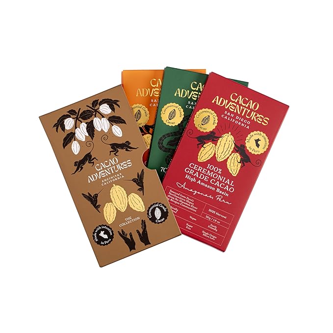 Cacao Adventures The Collection | Premium Chocolate Bars | 3 Flavors Sample Pack | Gift Set &amp Cacao Tasting Experience | 1.76 oz each (Pack of 3)
