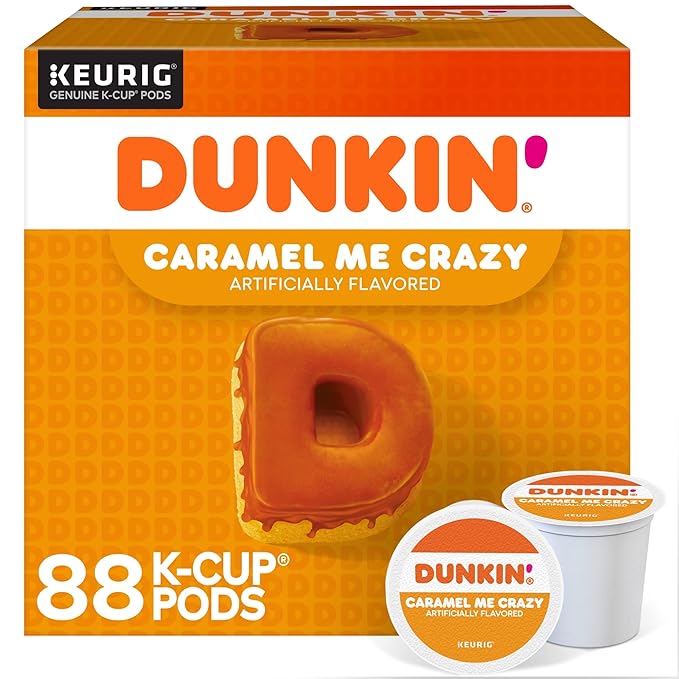 Dunkin' Donuts Coffee K-Cup® Pods Caramel Me Crazy Medium Roast 22 Pods Per Box Set Of 4 Boxes
