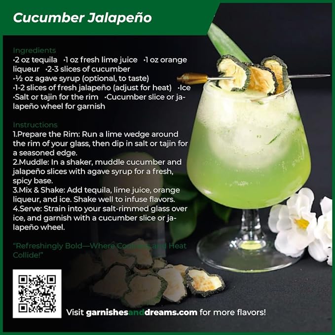 Garnishes &amp Dreams Dehydrated &amp Dried Cucumber Chips (5oz) – Natural Vegetable Garnish for Cocktails Mixology Culinary Dishes &amp Infused Water No Sugar Added Healthy Snack