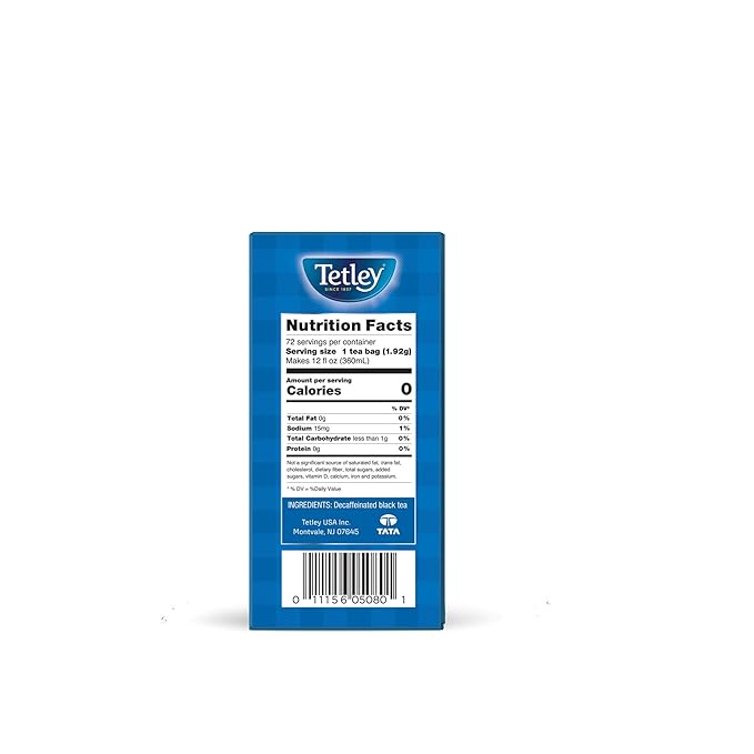 Tetley Classic Blend Decaf Premium Black Tea Decaffinated Tea 72 Tea Bags (Pack of 12) Rainforest Alliance Certified