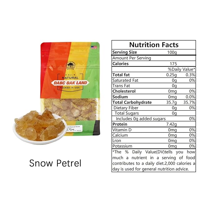 DABC OAK LAND 1 Pounds Natural Wild Tragacanth Gum Snow Swallow (Xueyan) 補水保濕 天然野生雪燕 16OZ Packed in USA