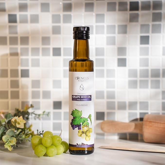 Essences Bulgaria Organic Grape Seed Oil 8.5 Fl Oz | 250ml | 100% Natural Cold-Pressed Oil | Extra Premium Quality | Excellent Taste | Dips | Salads | No Additives or Preservatives | Non-GMO | Vegan