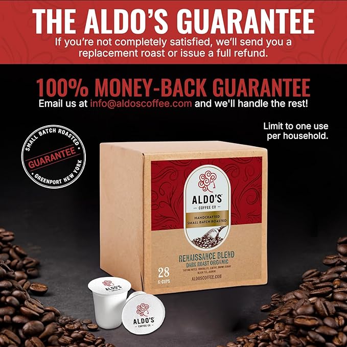 Renaissance Blend Dark Roast Single-Serve Coffee Pods – Organic Arabica Coffee 28 Single-Serve Pods Handcrafted Small-Batch Flavor