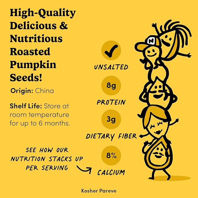 Nuts.com Roasted Unsalted Pumpkin Seeds In Shell 2 Lb Bag – Rich in Fiber Calcium &amp Potassium - Gluten-Free Kosher Pareve Pumpkin Seeds Snack Pack Protein Snacks for Adults &amp Kids