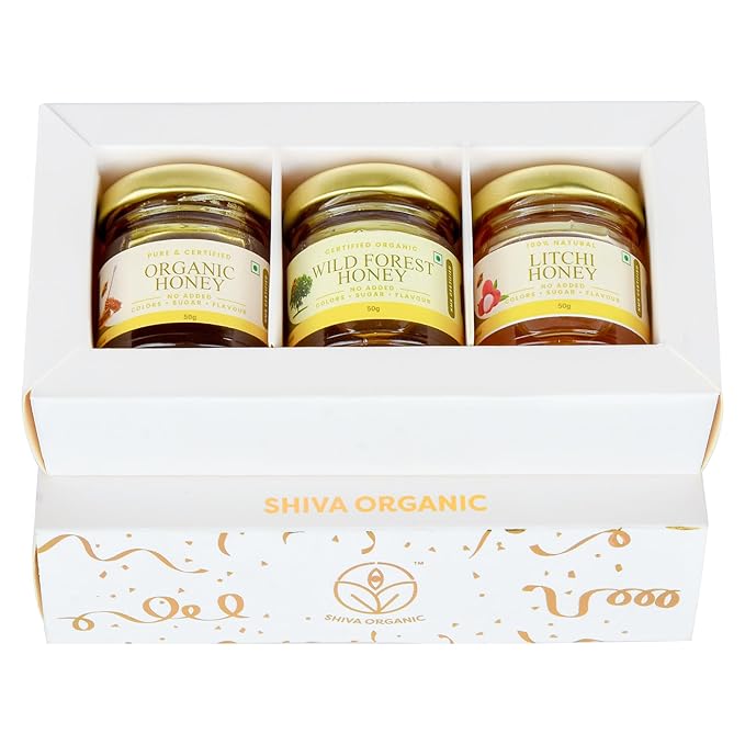 White and Gold Gift Box (3 x 50g Natural Honey)