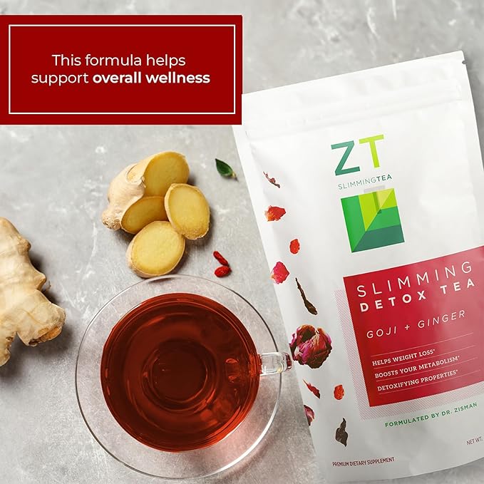 Dr. Zisman ZT Slimming - Goji-Ginger Herbal Tea Blend - Tea with Goji Berries &amp Ginger Root for a Refreshing Flavor - 30 Day Wellness Blend (30 Servings)