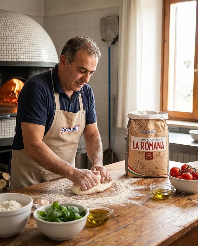 Polselli La Romana Pinsa &amp Pizza in Pala Flour 11 lb – Type 0 High-Protein Wheat &amp Rice Flour Blend – Ideal for Roman-Style Pizza and Flatbread Light &amp Airy Crust Crunchy Texture Perfec
