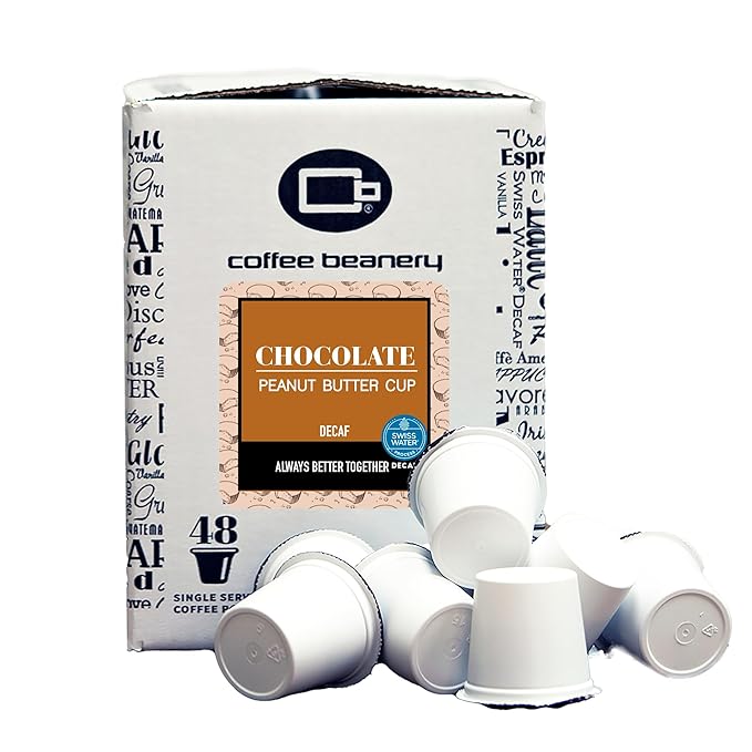 Chocolate Peanut Butter Cup Decaf Coffee Pods by Coffee Beanery | 48ct Bulk Flavored Decaf Coffee Pods Medium Roast Coffee Pods| 100% Specialty Arabica Coffee| Gourmet Coffee Pods