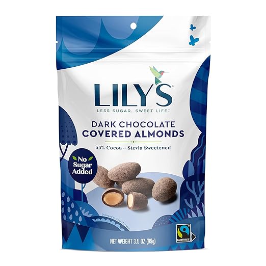 Dark Chocolate Covered Almonds by Lily's Sweets Made with Stevia No Added Sugar Low-Carb Keto-Friendly Christmas Candy | Fair Trade Gluten-Free &amp Non-GMO Ingredients | 3.5 Oz (Pack of 3) 10.