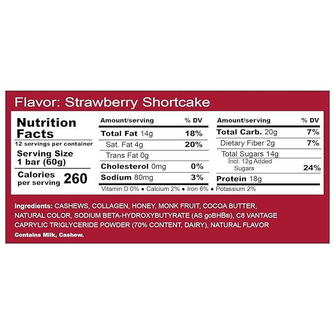 REV7 Ketone Energy Bars Pack of 12 - Strawberry Shortcake