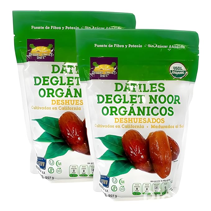 Desert Valley Date Datiles Deglet Noor Organic Boneless from California - 2 Bags of 32 oz