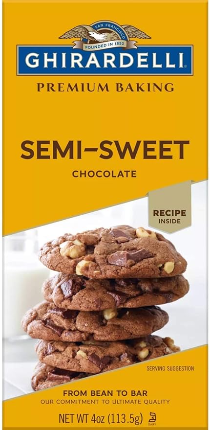Ghirardelli Chocolate Baking Bar Semi-Sweet Chocolate 4-Ounce Bars (Pack of 6)