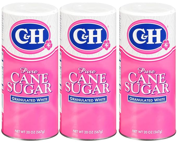 C&ampH® Granulated Sugar 20 oz Canister Premium Pure Cane Sugar (Pack of 3)