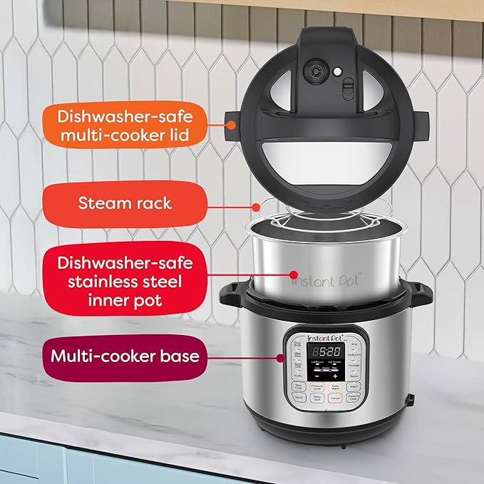 Instant Pot Duo 7-in-1 Electric Pressure Cooker Slow Cooker Rice Cooker Steamer Sauté Yogurt Maker Warmer &amp Sterilizer Includes App with Over 800 Recipes Stainless Steel 8 Quart